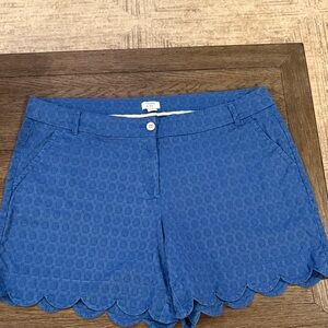 Crown & Ivy High Waist Blue Scalloped Shorts